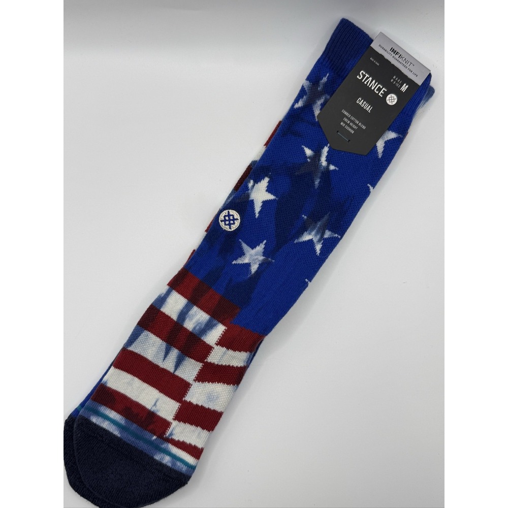 Stance The Banner Crew Socks Medium Navy Red White USA Infiknit A556A21BAN
